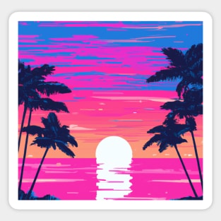 Pink sunset on the beach Sticker